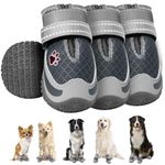 SlowTon Dog Shoes for Large Small Medium Dogs - Breathable Dog Boots with Reflective Strips, Paw Protector for Summer Hot Pavement Outdoor Walking, Anti-Slip Dog Booties for Winter Snow(4 Packs #3)