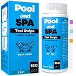 Pool Crab Hot Tub, Spa and Pool Test Strips, 150 pcs, 3 in 1 Water Testing Kit, Measures Free Chlorine, pH Levels and Total Alkalinity, Fast & Accurate Results, Inground & Above Ground Swimming Pools