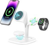 Cococka for Magsafe Charger Stand,Charging Station for Multiple Devices,Magnetic Wireless Charger for iPhone 15/14/13/12 Series,Apple Watch Series 1-9/Ultra,AirPods Pro with LED and Adapter (White)