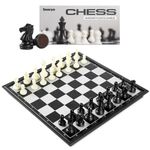 Snocyo Chess Set, Folding Chess Board, Magnetic Chess Pieces, Travel Chess Games Toys for Kids Adults, Portable Chess Board Set, Educational Board Games Gifts (Black/White)