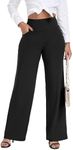 ESOFT High Waisted Loose Wide Leg Yoga Pants for Women with Pockets Stretchy Work Casual Pants Black