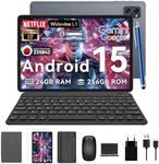 Tablet Latest Android Tablets with 10 Inch Incell Display, 24GB+256GB ROM /2TB TF, Gemini AI, T606 Octa-Core 8MP Camera Tablette Android, Widevine L1, 2 in 1 Tablets with Keyboard Mouse Stylus