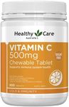 Healthy Care Vitamin C Chewable Tablets - Supports Skin Health an Improves Immunity - Antioxidant Support - Premium Quality Dietary Supplement - 500 Tablets - 500 mg