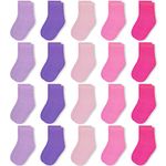 TRAMLE Toddler Kid Girls Socks,20 Pairs soft breathable cosy crew socks for Toddlers Kids Boys Girls （4-7 Years Old）