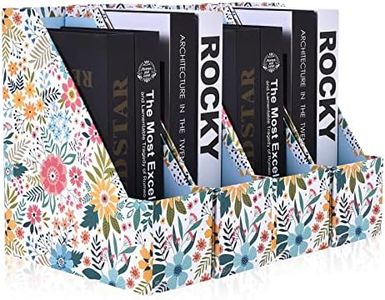 SUIN Foldable Magazine/File Holder, Seamless Floral Designered File-Boxes Desk File Organizer for Office/Home/School (4-Pack)