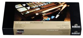 Rembrandt Professional Oil Paint Set in Luxury Wooden Box Professional | 13 Colours + Brushes & Accessories