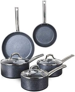 Tower T800031 TruStone Induction Pot and Pan Set, Non Stick, Easy to Clean, Violet Black, 5 Piece, 16/18/20 cm Saucepans, 20/28 cm Frying Pans
