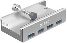 ORICO USB 3.0 Hub Clamp Adapter, Aluminum 4-Port USB Splitter with Extra Power Supply Port and 4.92 FT USB Data Cable, Ultra-Portable USB Expander for 2021 iMac/Laptop/PC