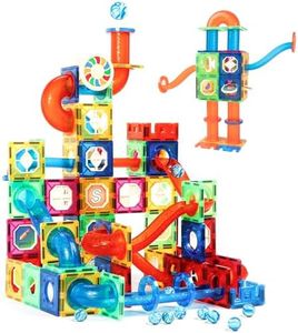 Magblock 122 PCS Magnetic Building Blocks Marble Run Toy for Kid, Magnetic Tiles STEM Construction Gift Toys for Boys Girls Age 3 4 5 6 7 Years Old