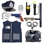 deAO Police Costume Kids, Police Costume Accessories with Vest, Hat, Toy Shotgun and more, Role Play Police Play Children Police Dressing Up for Boys and Girls