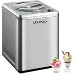 COUPLUX Ice Cream Maker with Compressor, Automatic Ice Cream Machine - No Pre Freezing, 2.5L Gelato Machine and Icecream Maker with 3 Modes, LCD Digital Display & Timer, 2H Keep Cool, Stainless Steel