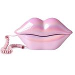 TelPal Corded Landline Phones for Home, Funny Novelty Lip Phone Gift, Wired Mouth Telephone Cartoon Shaped Real Landline Home Office Telephones Furniture Decor (Pink)