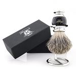 Haryali Hand Assembled Sophist Collection Black Badger Hair Shaving Brush With German Stainless Steel Wire Stand. by Haryali London