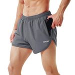 TENJOY Men's Running Shorts Gym Athletic Workout Shorts for Men 3 inch Sports Shorts with Zipper Pocket Dark Gray