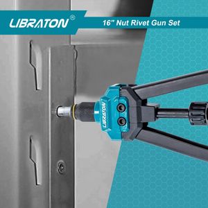 Libraton 16" Rivet Nut Tool Set – Hand Rivet Gun with 70 Rivet Nuts, 7 Metric Mandrels, Carry Case