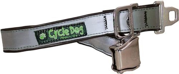 Cycle Dog Bottle Opener Recycled Dog Collar with Seatbelt Metal Buckle, Silver Max Reflective, Large