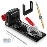 ENJOYWOOD Pocket Hole Jig System with Portable Base Adjustable Metal Pocket Screw Jig Professional Drill Guide Kit for Woodworking DIY Carpentry Projects XK4