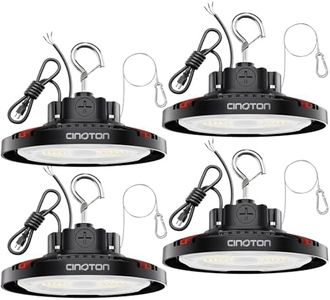 CINOTON UFO LED High Bay Light, 160W/120W/80W Switchable, AC100-277V LED Shop Lights with US Plug, 24000LM Dimmable 0-10V Commercial Bay Lighting for Garage Workshop 5000K Daylight-UL Listed, 4 Pack