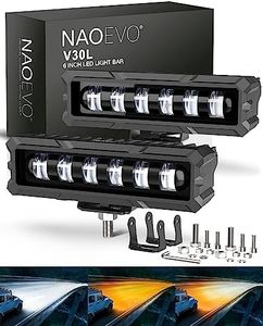 naoevo 6in Led Light Bar, 50W 2300LM Lens Spot Lights, Led Fog Lights - Led Offroad Lights for Trucks/Cars/Jeep/Boat, 2 Pcs (White/Amber/White&Amber)