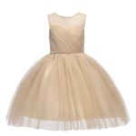 Glamulice Flower Girl Holiday Dress Golden 9 10 Junior Bridesmaid Wedding Birthday Party Pageant Gowns Tulle Rhinestones Big Girls Evening Daddy Daughter Dance Tutu Dresses Kids New Year Gowns Gold