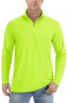 TACVASEN SPF 50 Traveling Shirts Men Long Sleeve T-Shirt Quick Dry Outdoor Recreation T-Shirts Athletic Top Breathable Shirts Golf Shirts Sun Protection Swimwear Fluorescent Green