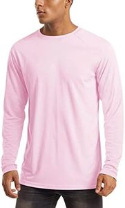 MAGCOMSEN Men's Shirt Long Sleeve Sun UPF 50 SPF UV Quick Dry Polyester Swim Athletic Summer Shirt Light Pink,3XL