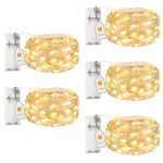 btfarm 5 Pack Fairy Lights Battery Operated with Timer, 2M 20LED Small Sliver Wire String Lights Waterproof, Mini DIY Christmas Twinkle Lights Indoor for Bottle Bedroom Party Tree Jars, Warm White