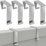 KOPKIO 4 PCS Office Cubicle Hangers Over The Door Hook Cubicle Walls Hooks, Universal Panel Partition Metal Hooks for Hanging File Bins, Keys, Whiteboard, Silver(Large Hook)