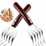 HIFFION Meat Shredder Claws Stainless Steel Meat Claws Forks 8.6" Chicken Shredder with Wooden Handler for BBQ Smoker Shredding Pulled Pork, Chicken, Turkey Easy Grip 2 PCS-Red