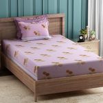 Story@Home 144 TC Single Bedsheet Cotton, 2 Single Bedsheets with 2 Pillow Covers | Pink & Brown | Leaf | (Bedsheet Single Bed : 147 X 224 cm & Pillow : 41 X 61 cm)