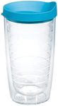 Tervis Clear & Colorful Lidded Made in USA Double Walled Insulated Tumbler Travel Cup Keeps Drinks Cold & Hot, 16oz, Turquoise Lid