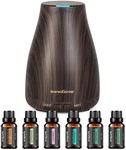 InnoGear Essential Oil Diffuser with Oils, 100ml Aromatherapy Diffuser with 6 Essential Oils Set, Aroma Cool Mist Humidifier Gift Set, Dark Wood Grain