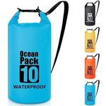 Invool Dry Bag, 5L/10L/20L/30L Waterproof Dry Bag, Dry Sack with Adjustable Shoulder Strap for Hiking, Swimming, Rafting, Surfing, Cycling, Camping, Fishing (Blue), (DB1)