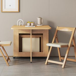 Solid Wood Drop Leaf Dining Table Set with 4 Chairs – Extendable Kitchen Furniture