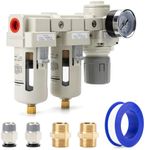 EBEIZZI 3/8" NPT Air Drying System |Air Compressor Filter |Double Air Filters | Air Pressure Regulator Combo - Semi-Auto Drain, Poly Bowl