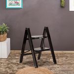 amazon basics Clamber Max - Non-Trip and Flat-Foldable Step Ladder, with Anti-Skid Steel Steps, 2 Steps (Steel, Matte Black)