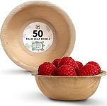 Chic Leaf Disposable Palm Leaf Bowls Like Bamboo Bowls 3" Round Deep (50 mini bowls) - Biodegradable and Compostable Dipping Bowls - Great for Charcuterie Boards and Parties and Condiments