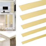 Copgge 16FT Gold Metalized Wall Trim Molding 201 Stainless Steel Self Adhesive Peel & Stick Wall Trim Metalized Mirror-Like Finish for Wall Ceiling Floor Cabinet Tile Edge Moulding