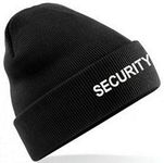 Embroidered Security Mens/Womens Black Beanie Hat