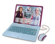 LEXIBOOK - Disney Frozen 2 - Educational and bilingual laptop Spanish/English - Toy for girls with 124 Learning Activities, Games and Music with Elsa and Anna - Blue/Purple