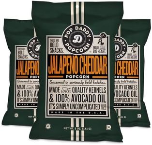 Pop Daddy Flavored Popcorn Gourmet, Jalapeno Cheddar Flavor Popped Popcorn, Hand Seasoned Kernels, Gluten Free Popcorn Snacks, 5oz Individual Bags, 3 Pack