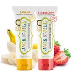 Jack N’ Jill Natural Certified Kids Toothpaste – Fluoride-Free Toddler & Baby Toothpaste with 40% Xylitol, No Sugar, Suitable from 6 Months+, Banana & Strawberry Flavour, Pack of 2 (50g Each)