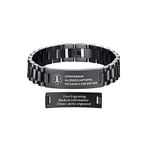 Custom Medical Bracelet for Men Women Titanium Steel Free Engraved Medical Alert Bracelet Emergency Medical Bracelet for Men (9.05"(23 CM), Black)