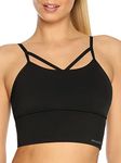 RELLECIGA Women's Black Strappy Padded Sports Bras Workout Bras Yoga Bra Tops Size Small