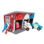 Melissa & Doug Keys & Cars Wooden Rescue Vehicle & Garage Toy, Emergency Vehicles, Great for Motor Skill Development, Color-Coded Keys