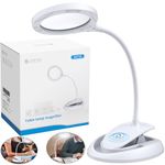 eSynic Magnifying Lamp Popular 5X 10x Magnifying Glass with Light Hand Free Magnifier Lamp USB C Rechargeable Magnifying Desk Lamp Clamp Daylight LED Magnifying Lamp with 15 LEDs for Reading Craft etc