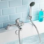 VeeBath Egham Modern Round Monobloc Single Lever Bath Shower Mixer Tap Bathroom Tub Filler Brass Faucet with Shower Head - Chrome