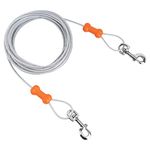 Petphabt heavy duty Dog tie out cable 20ft(6m) for large dog outdoor yard camping garden park pet tie out cable Silver 90lbs