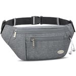 Entchin Fanny Pack for Women Men with 4-Zipper Pockets, Premium Fashion Waist Pack Crossbody Bum Bags for Hiking, Running, Travel, Cycling and Casual(Gray)