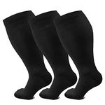 3 Pairs Plus Size Compression stockings for Men & Women (20-30 mmHg) Best Graduated Athletic Fit for Running, Nurses, Flight Travel & Maternity Pregnancy - Boost Stamina, Circulation & Recovery-XXL…